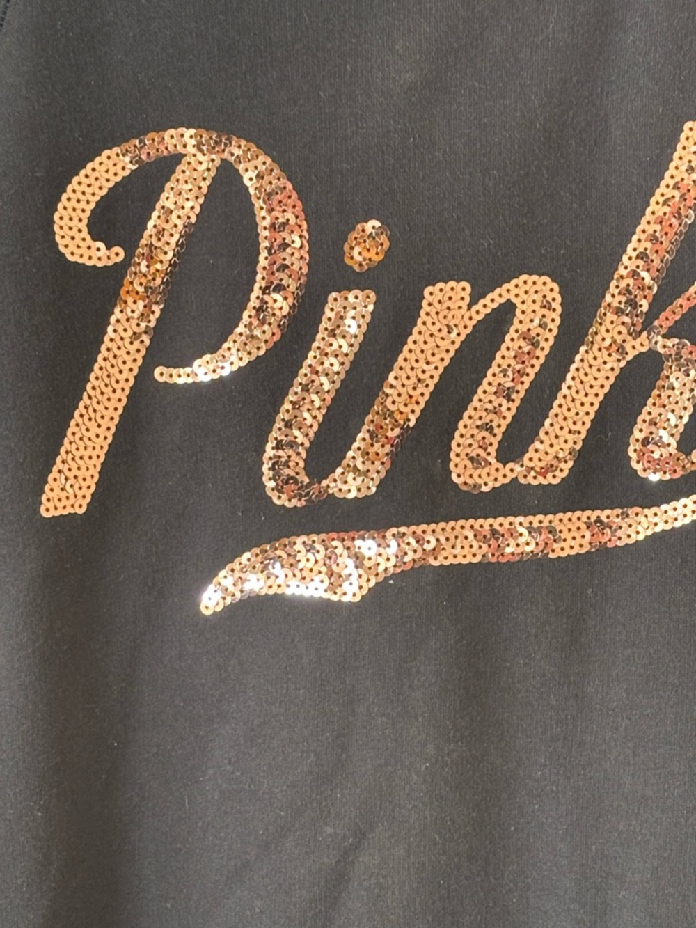 PINK Victoria's Secret Oversized Black Hoodie with Rose Gold‎ Sequin Logo - Picture 2 of 5